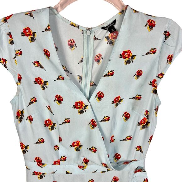 J Crew Mercantile Blue Floral Cap Sleeve Fit & Flare Faux Wrap Dress Women’s 0 - Picture 3 of 8